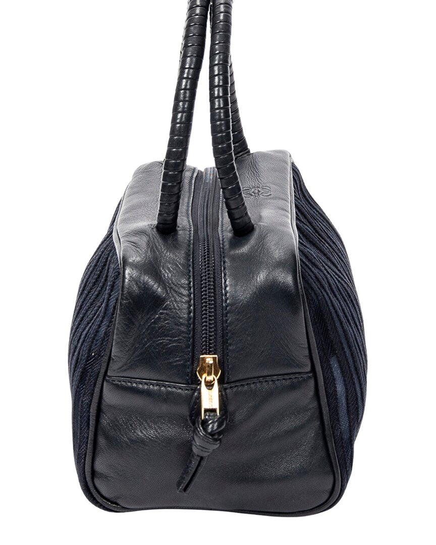 Loewe Loewe Navy Mesh Canvas Mini Mesh Handbag (Authentic Pre-Loved)