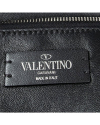 Valentino Valentino Black & White Logo Print Smooth Leather Large Vltn Times Tote