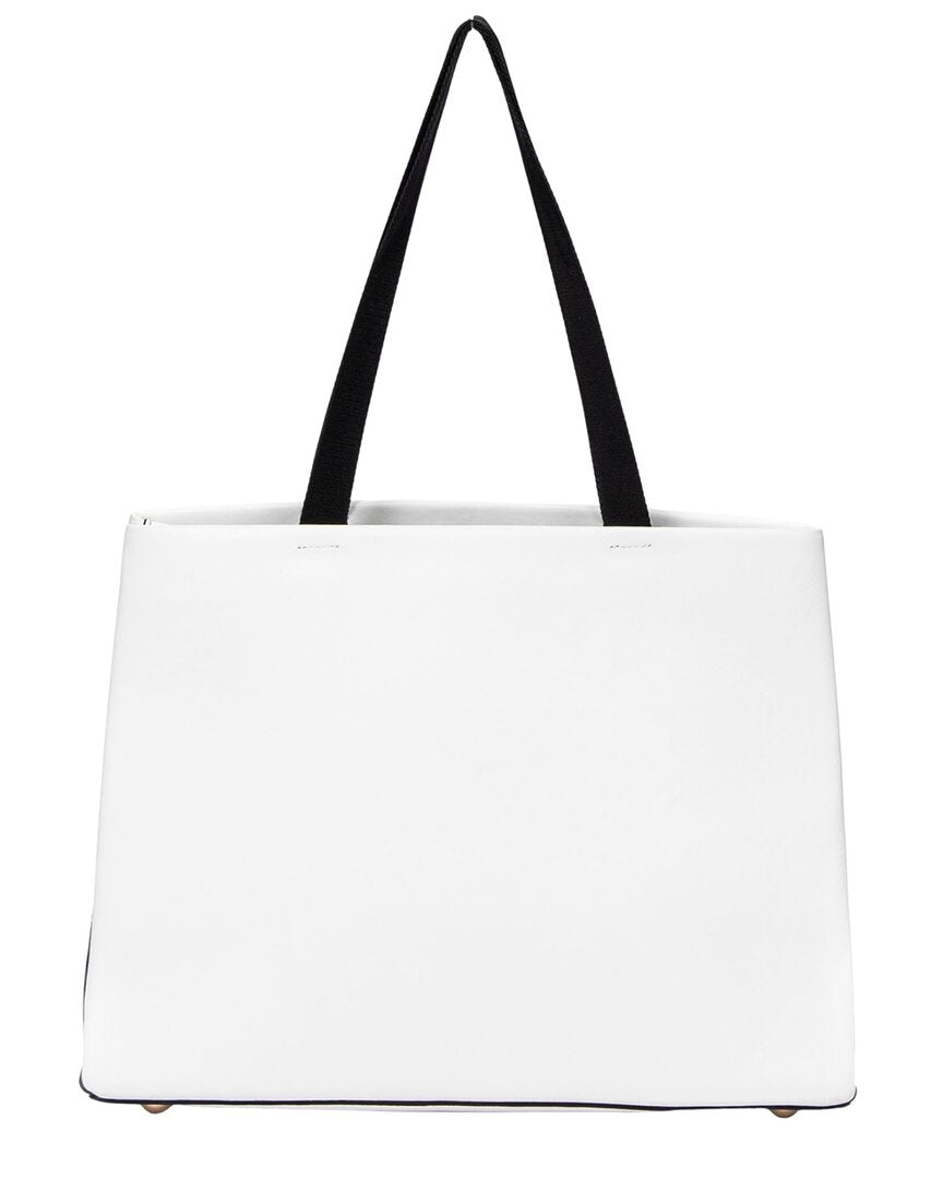 Valentino Valentino White & Black Calfskin Leather Logo Shopping Tote (Authentic Pre-