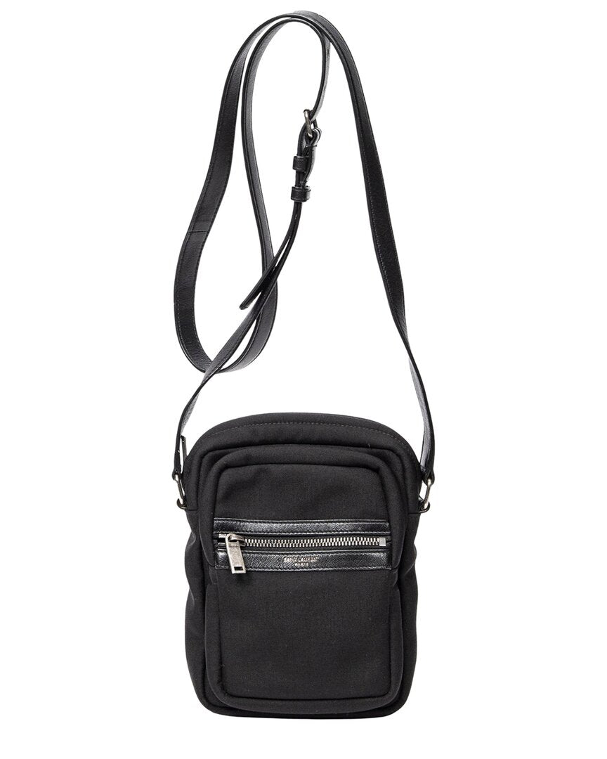Saint Laurent Saint Laurent Black Canvas Sid Pouch Crossbody (Authentic Pre-Loved)
