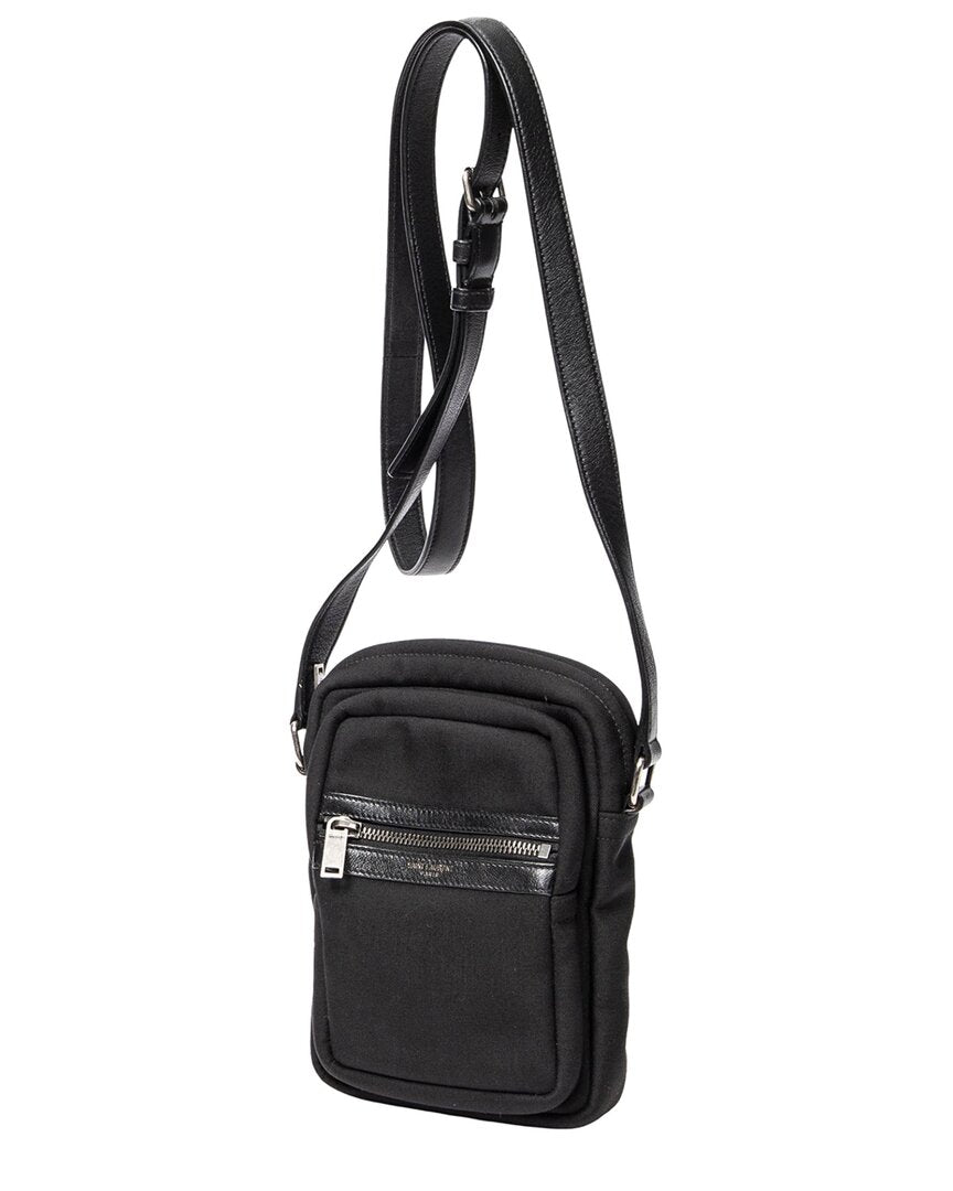 Saint Laurent Saint Laurent Black Canvas Sid Pouch Crossbody (Authentic Pre-Loved)