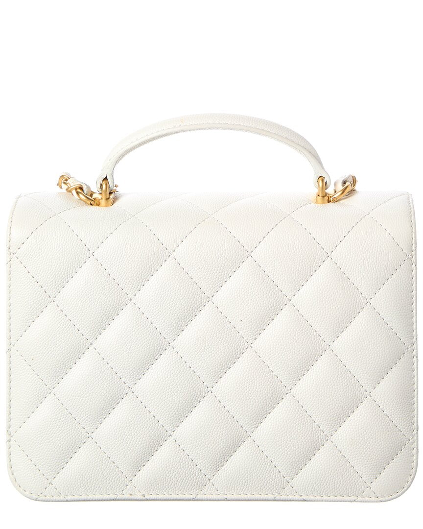Chanel White Caviar Quilted Leather Mini Top Handle Flap (Authentic Pre-Loved)