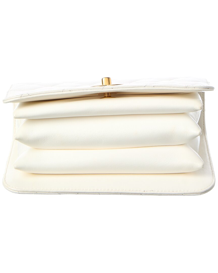 Chanel White Caviar Quilted Leather Mini Top Handle Flap (Authentic Pre-Loved)