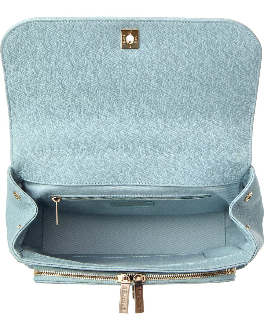 Chanel Blue Caviar Quilted Leather Large Business Affinity Flap (Authentic