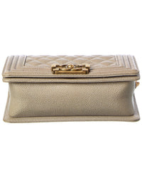 Chanel Beige Caviar Quilted Leather Small Boy Flap (Authentic Pre-Loved)