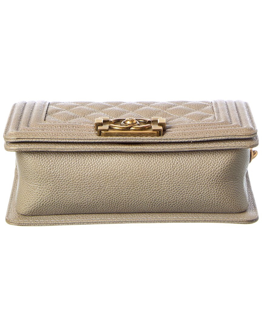 Chanel Beige Caviar Quilted Leather Small Boy Flap (Authentic Pre-Loved)