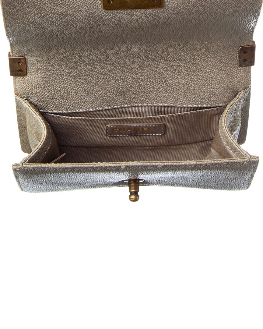 Chanel Beige Caviar Quilted Leather Small Boy Flap (Authentic Pre-Loved)