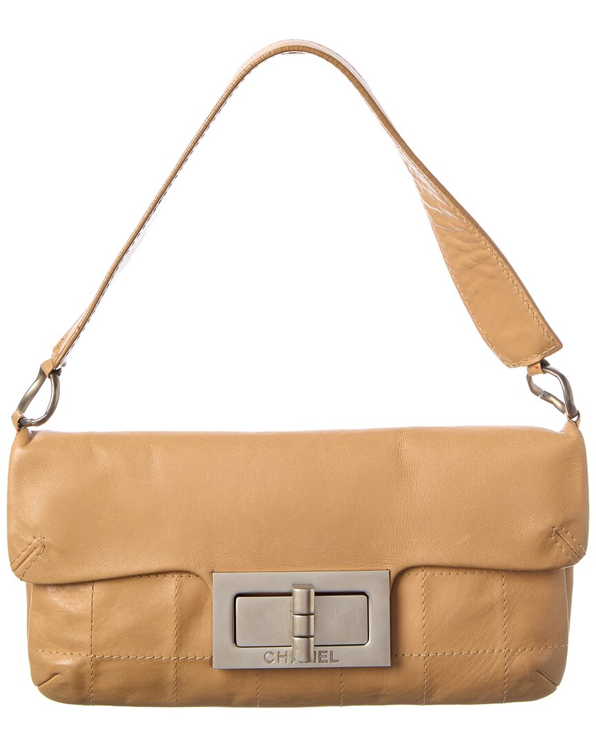 Chanel Tan Calfskin Leather Square Stitched Mademoiselle Shoulder Bag