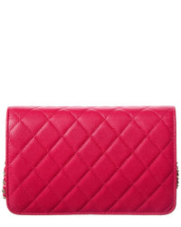 Chanel Fuchsia Caviar Quilted Leather Golden Class Wallet On Chain (Authentic