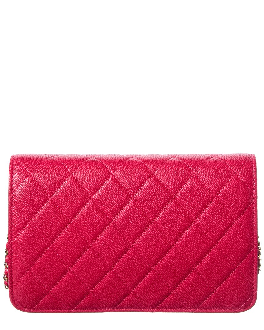 Chanel Fuchsia Caviar Quilted Leather Golden Class Wallet On Chain (Authentic