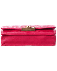 Chanel Fuchsia Caviar Quilted Leather Golden Class Wallet On Chain (Authentic