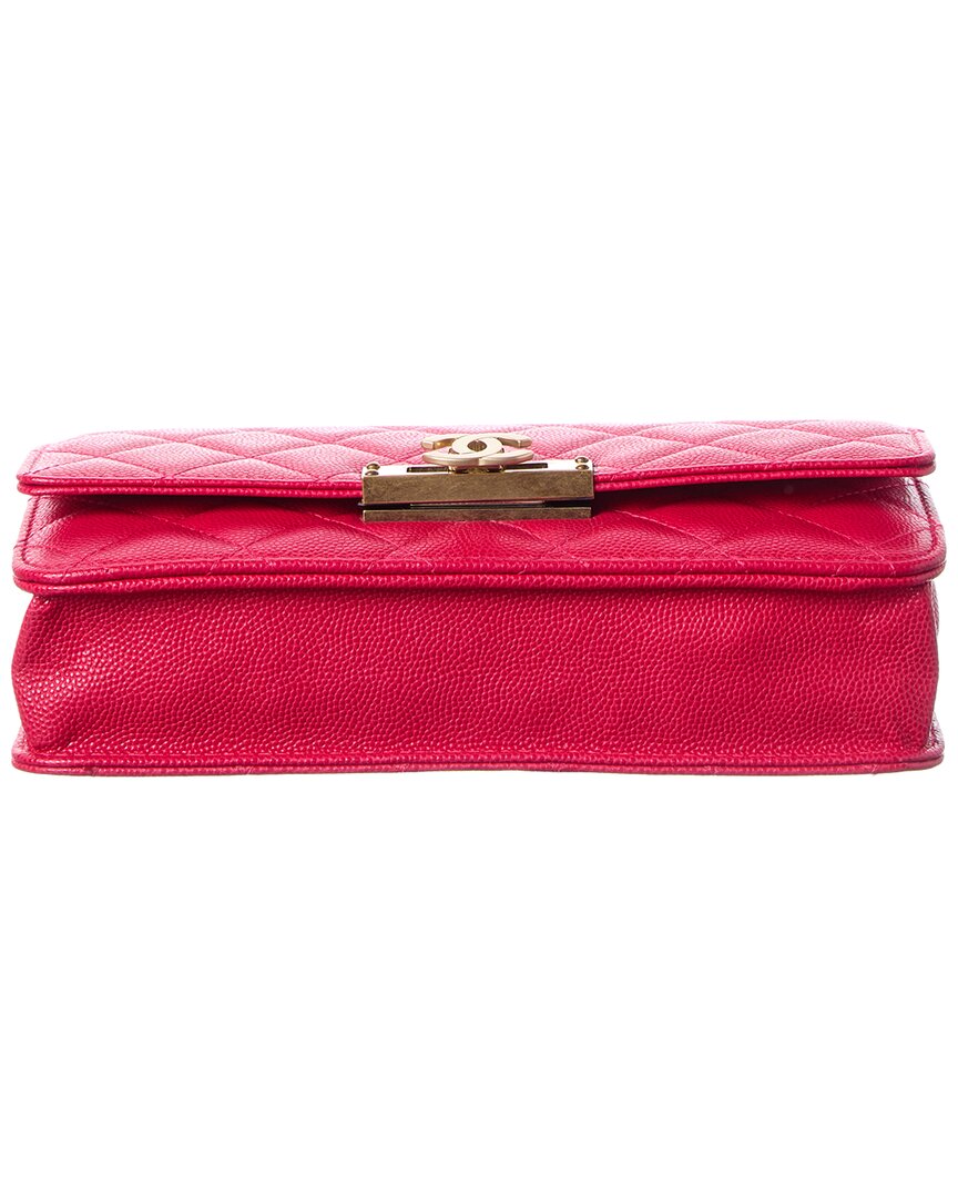 Chanel Fuchsia Caviar Quilted Leather Golden Class Wallet On Chain (Authentic