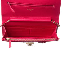 Chanel Fuchsia Caviar Quilted Leather Golden Class Wallet On Chain (Authentic