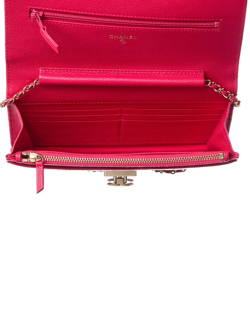 Chanel Fuchsia Caviar Quilted Leather Golden Class Wallet On Chain (Authentic