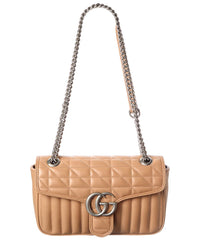 Gucci Camelia Calfskin Matelasse Leather Aria Small Gg Marmont Shoulder Bag