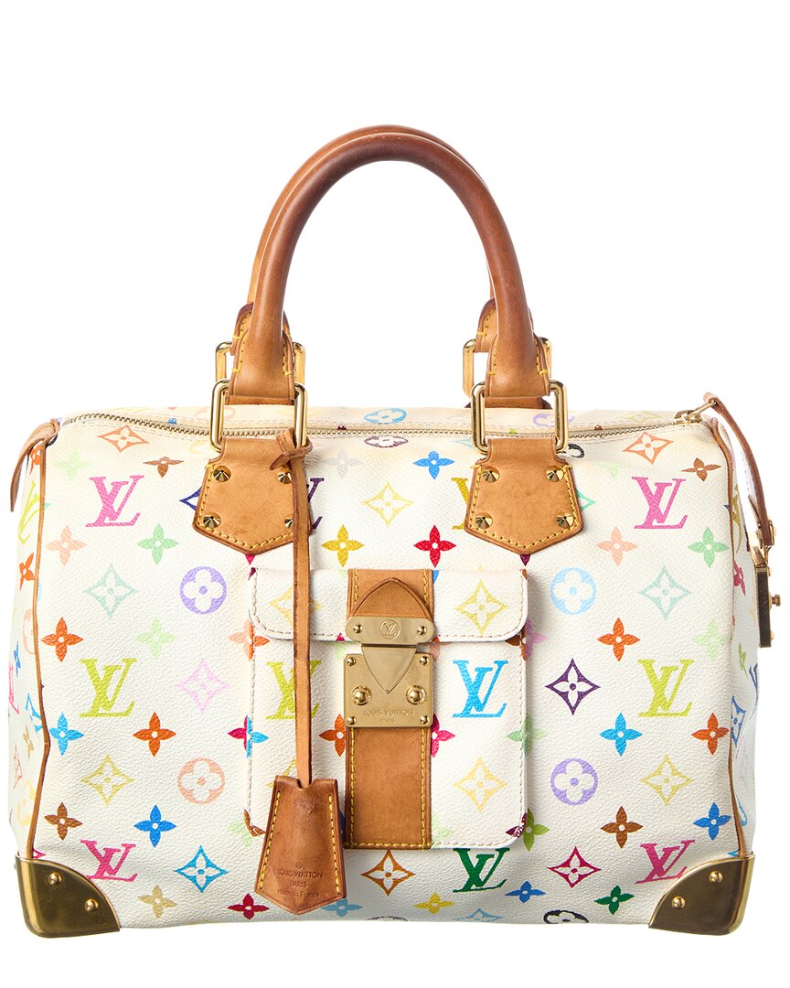 Louis Vuitton White Monogram Multicolor Coated Canvas Speedy 30 (Authentic