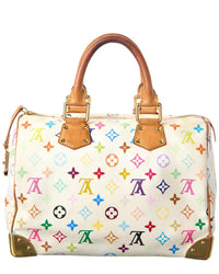 Louis Vuitton White Monogram Multicolor Coated Canvas Speedy 30 (Authentic