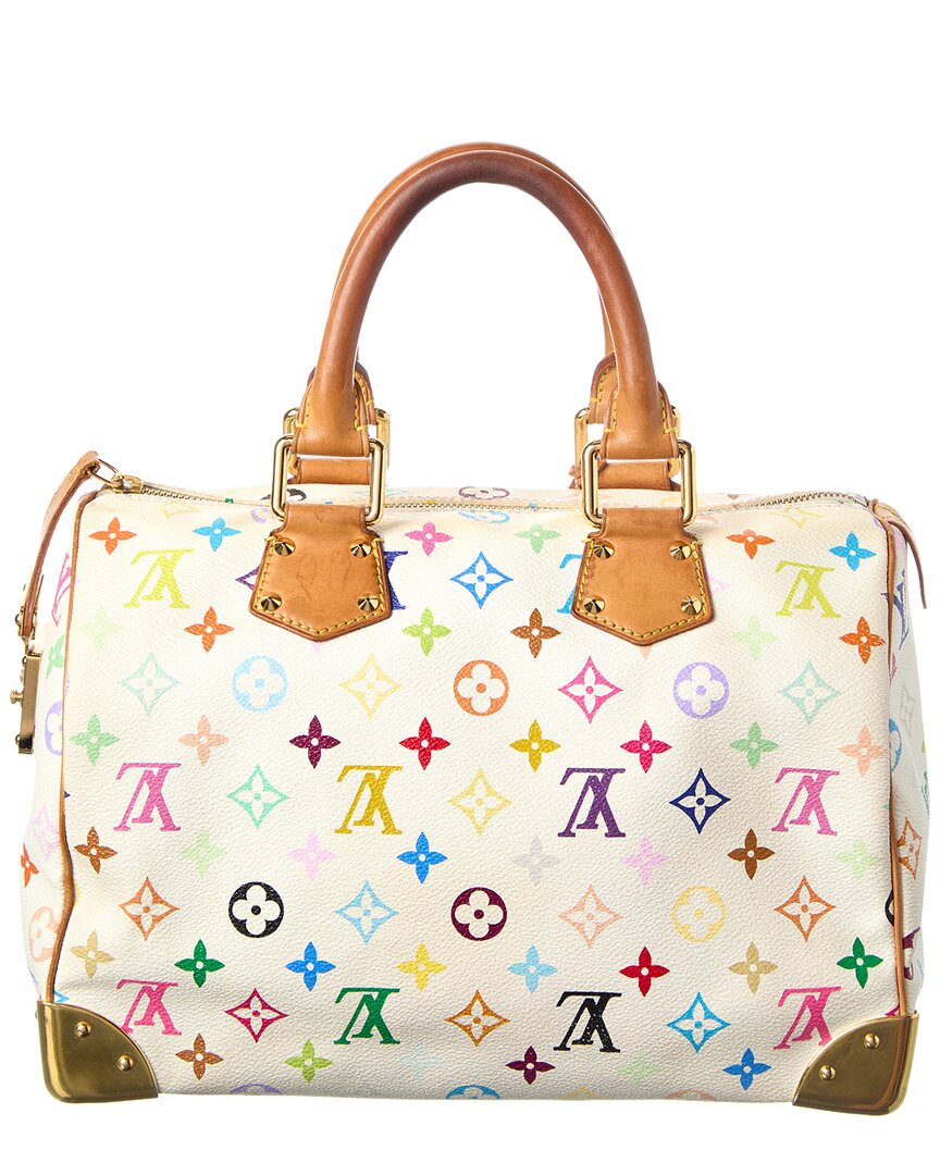 Louis Vuitton White Monogram Multicolor Coated Canvas Speedy 30 (Authentic