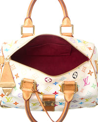 Louis Vuitton White Monogram Multicolor Coated Canvas Speedy 30 (Authentic