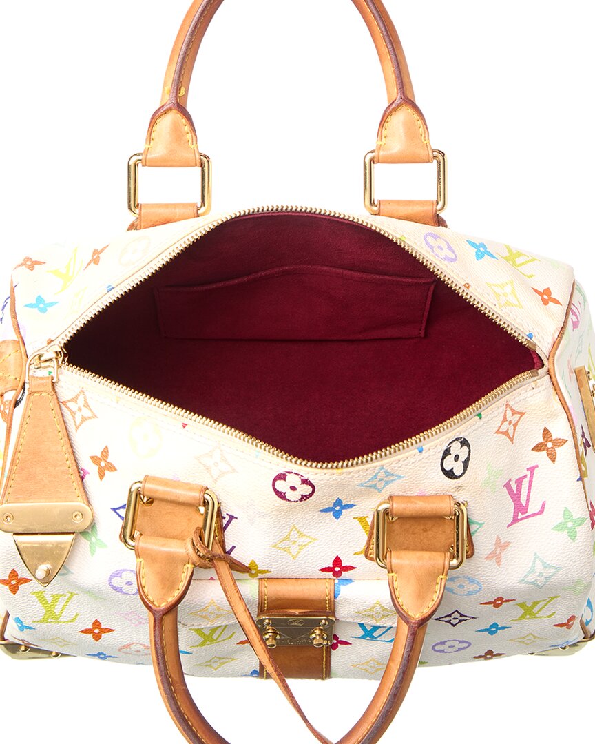 Louis Vuitton White Monogram Multicolor Coated Canvas Speedy 30 (Authentic