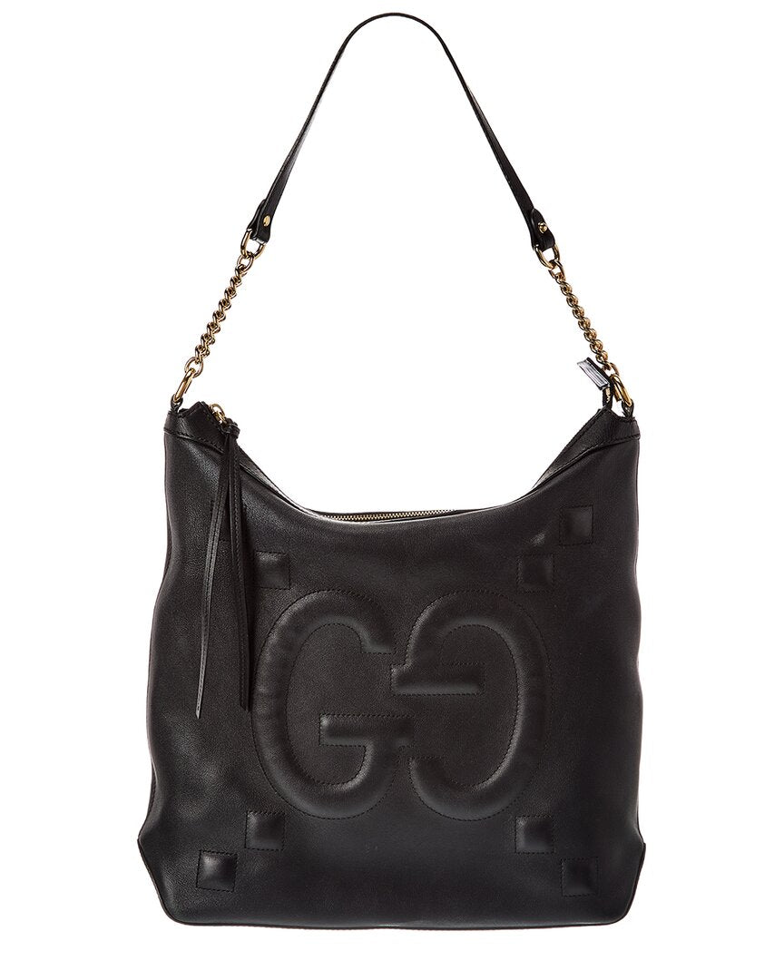Gucci Gucci Black Lambskin Gg Shoulder Bag (Authentic Pre-Loved)