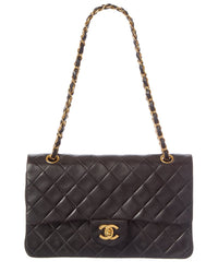 Chanel Black Caviar Leather Double Flap Shoulder Bag (Authentic Pre-Loved)