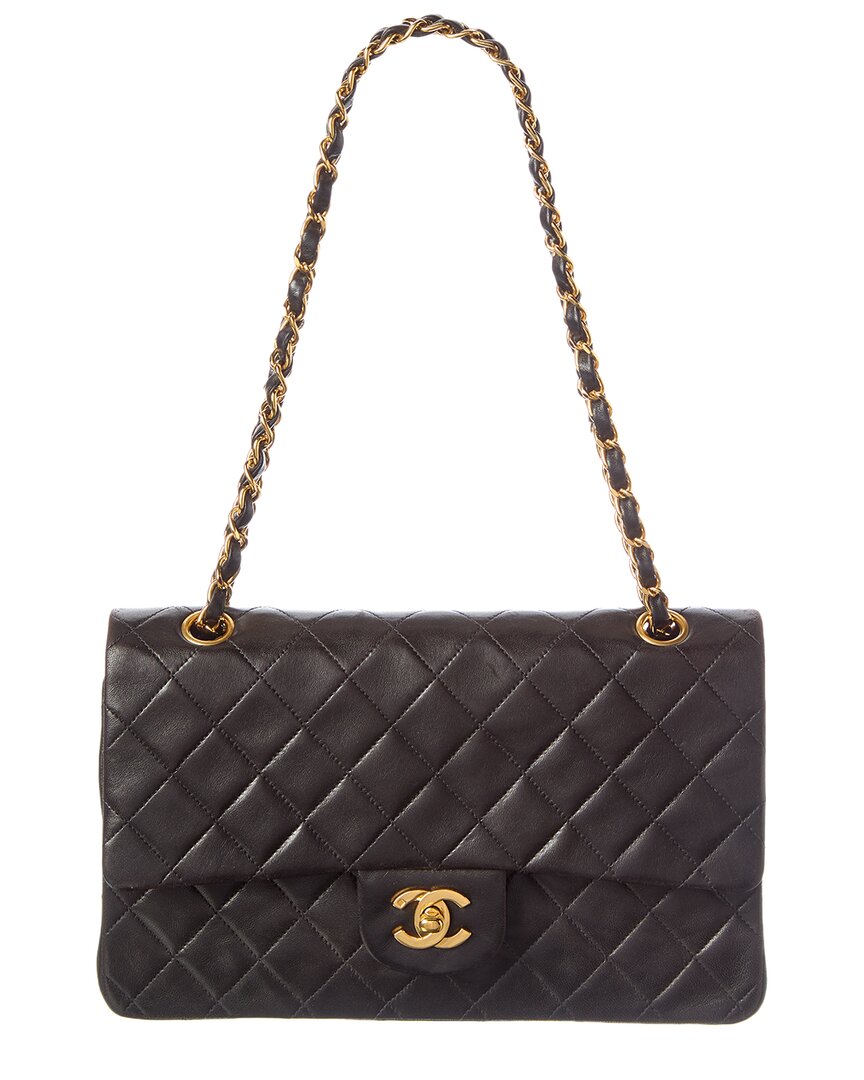 Chanel Black Caviar Leather Double Flap Shoulder Bag (Authentic Pre-Loved)