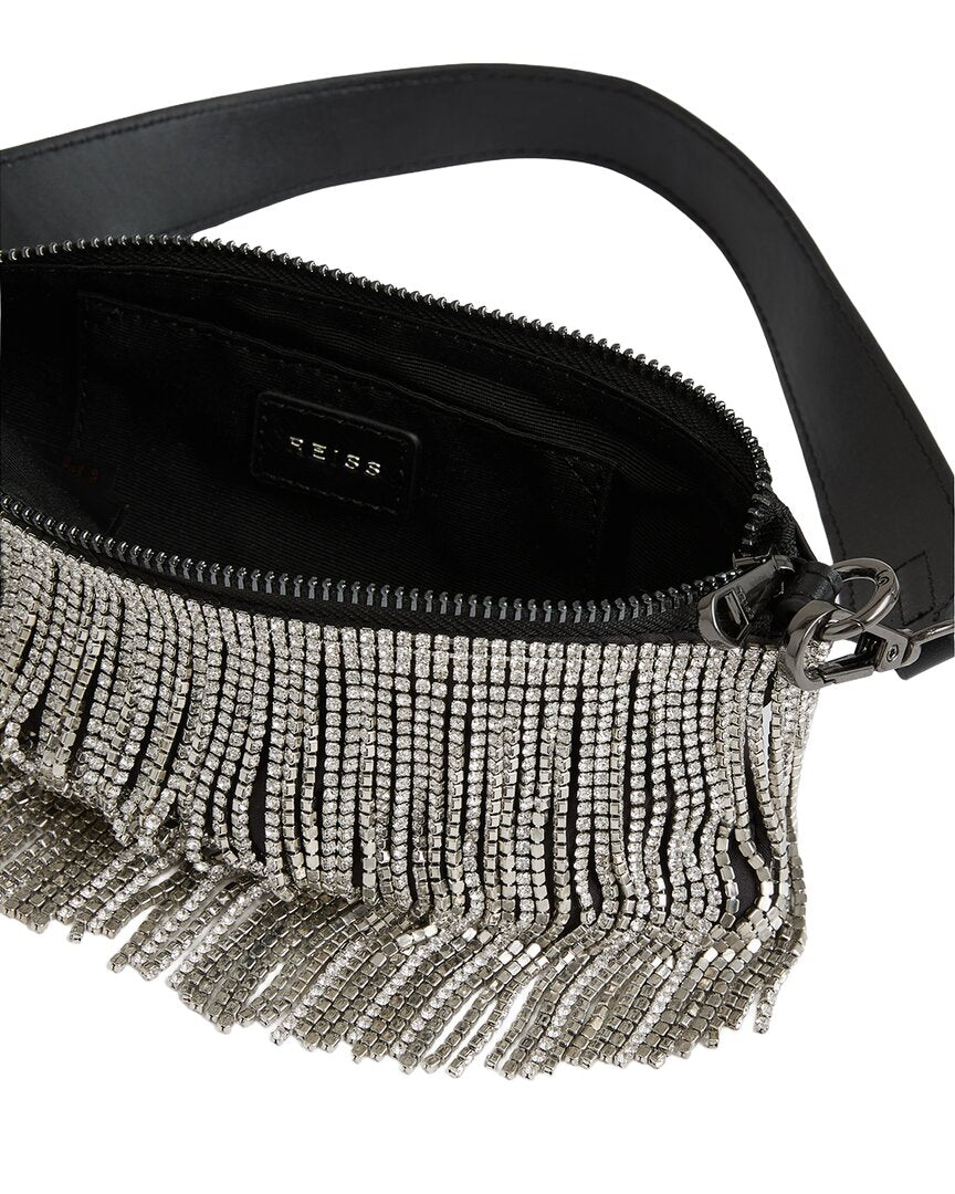 Reiss Francesca Fringe Satin Shoulder Bag