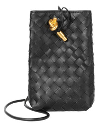 Tiffany & Fred Paris Handwoven Leather Mini Bucket Bag