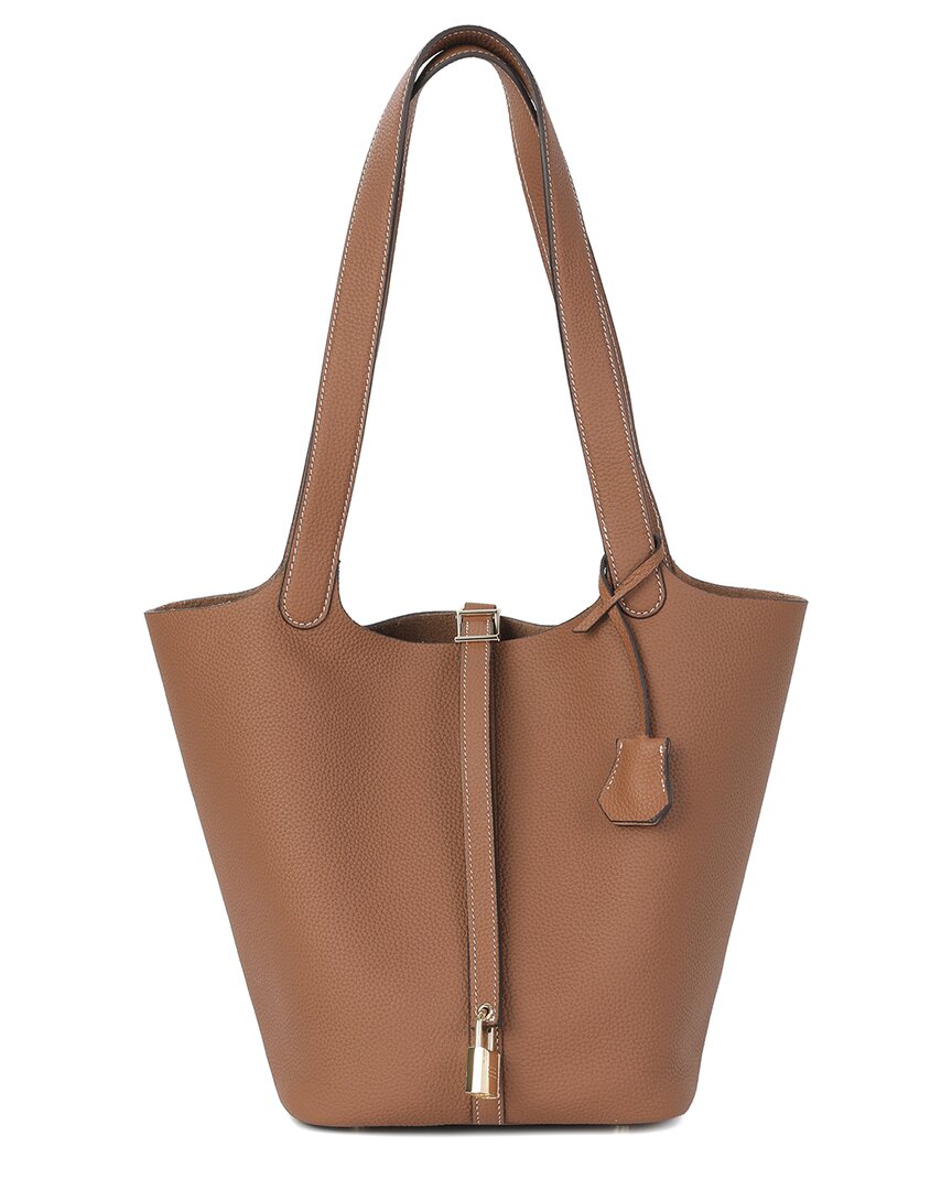Tiffany & Fred Paris Pebbled Leather Bucket Tote
