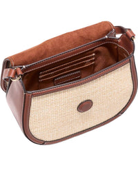 Cole Haan Marina Saddle Bag Straw & Leather Crossbody