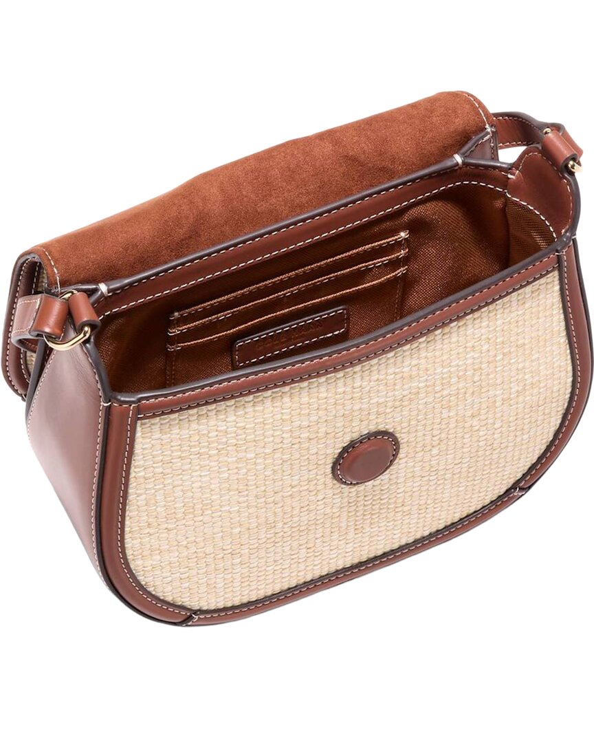 Cole Haan Marina Saddle Bag Straw & Leather Crossbody