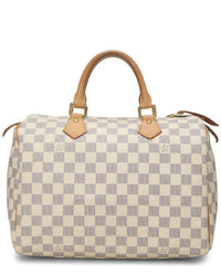 Pre-Owned Louis Vuitton White Damier Azur Coated Canvas Speedy 30 (Authentic Pre-Loved)