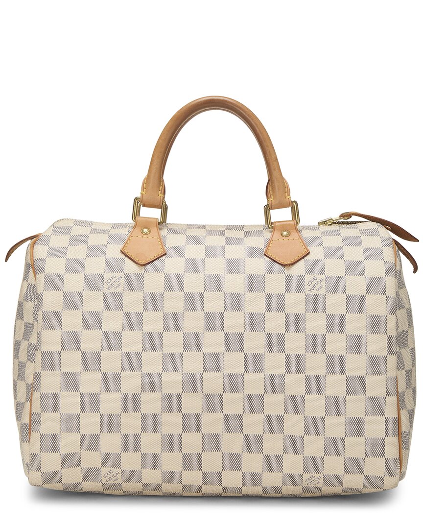 Pre-Owned Louis Vuitton White Damier Azur Coated Canvas Speedy 30 (Authentic Pre-Loved)