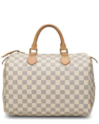 Pre-Owned Louis Vuitton White Damier Azur Coated Canvas Speedy 30 (Authentic Pre-Loved)