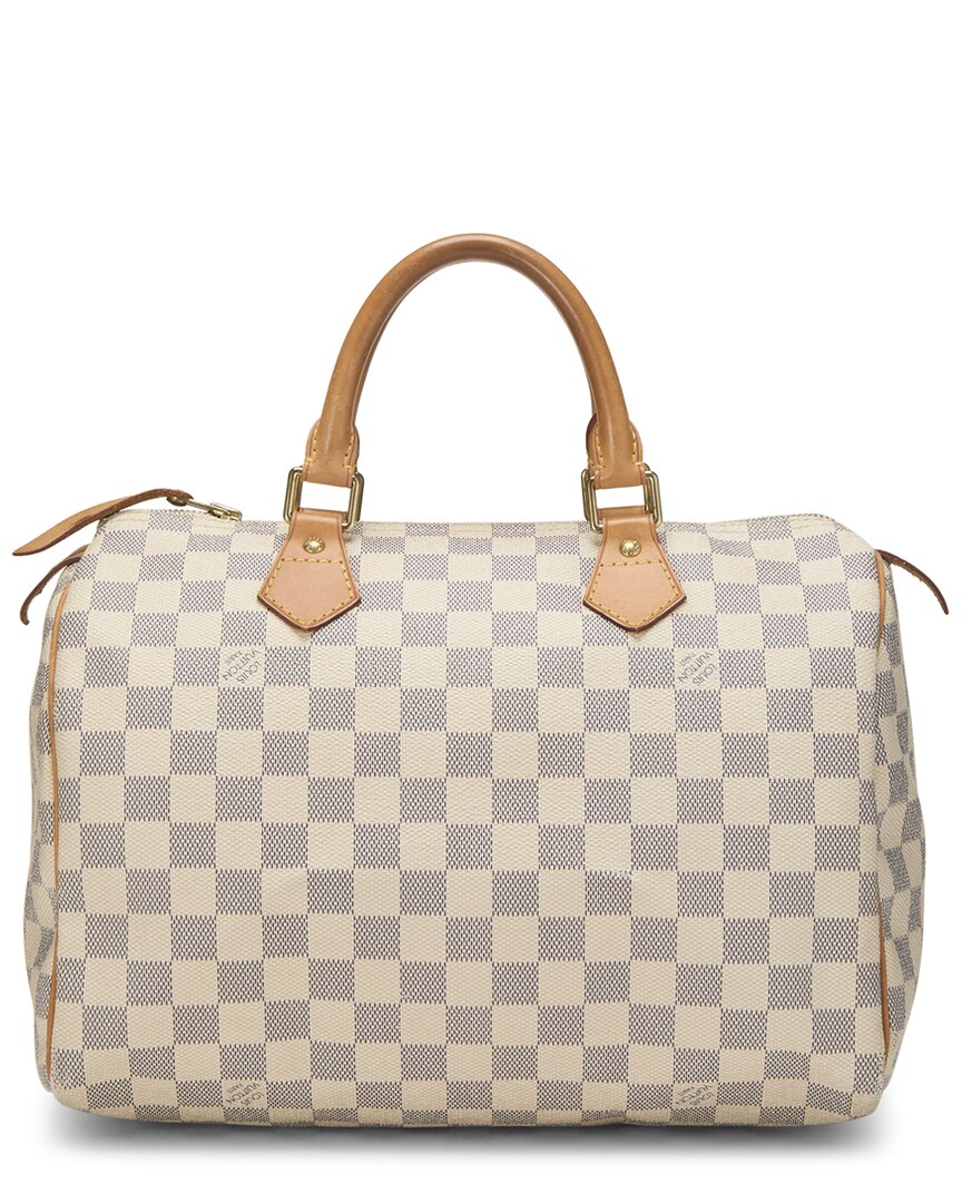 Pre-Owned Louis Vuitton White Damier Azur Coated Canvas Speedy 30 (Authentic Pre-Loved)