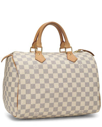 Pre-Owned Louis Vuitton White Damier Azur Coated Canvas Speedy 30 (Authentic Pre-Loved)