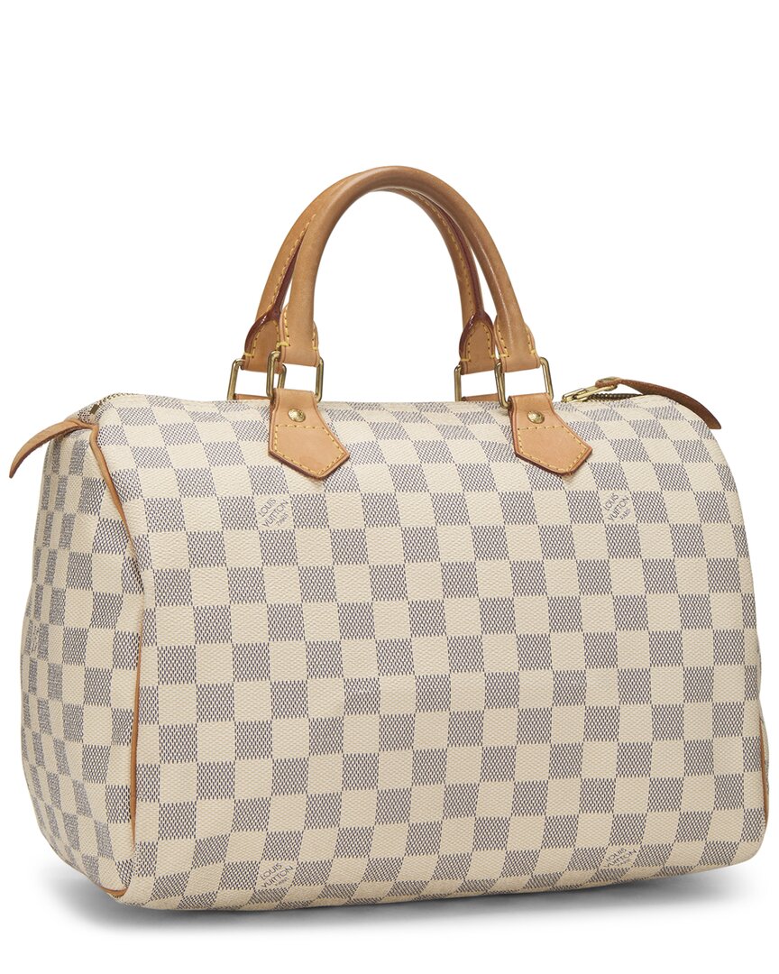 Pre-Owned Louis Vuitton White Damier Azur Coated Canvas Speedy 30 (Authentic Pre-Loved)