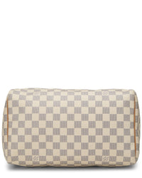 Pre-Owned Louis Vuitton White Damier Azur Coated Canvas Speedy 30 (Authentic Pre-Loved)