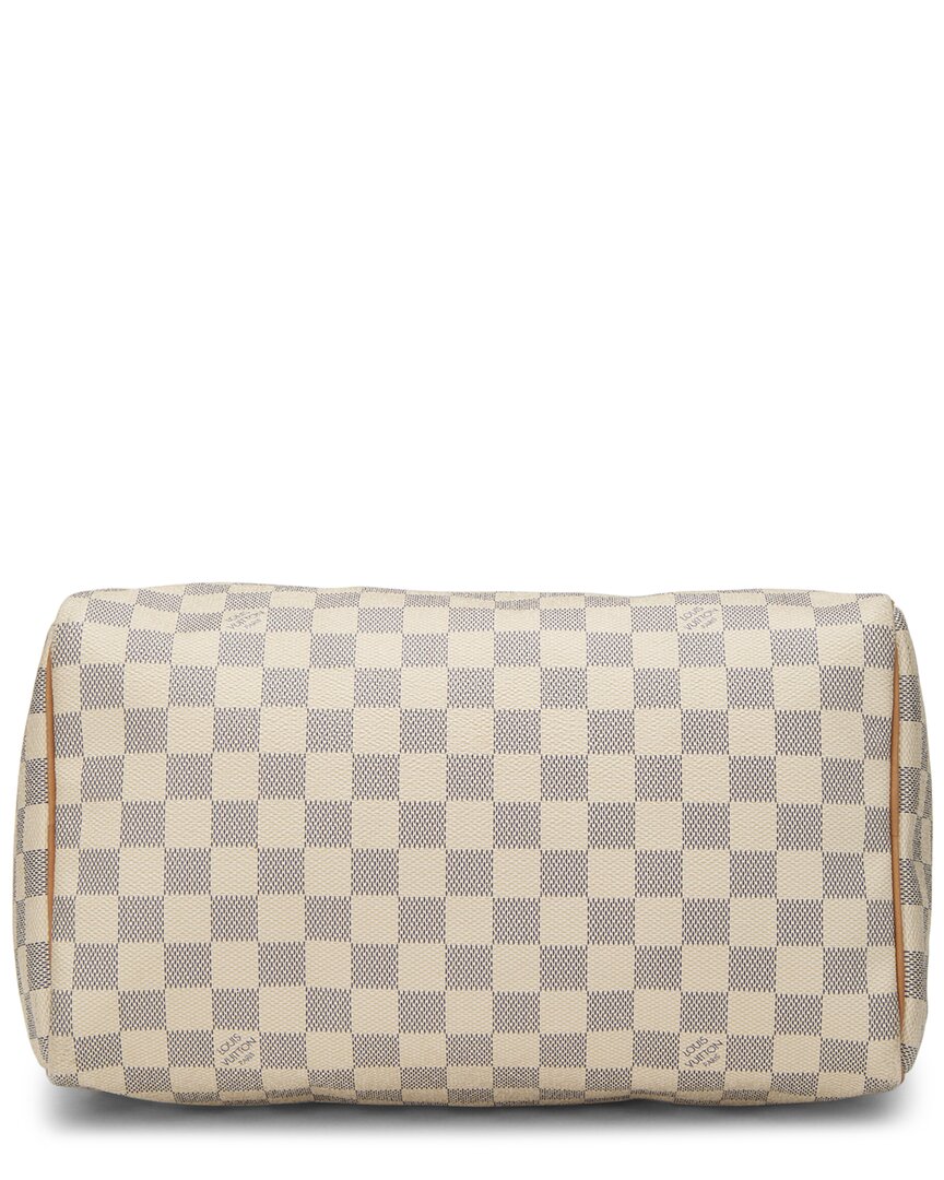 Pre-Owned Louis Vuitton White Damier Azur Coated Canvas Speedy 30 (Authentic Pre-Loved)