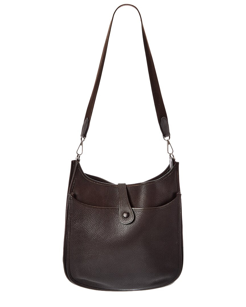 Hermès Hermès Chocolat Clemence Leather Clemence Messenger Bag (Authentic Pre-Loved)