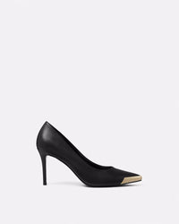 Versace Jeans Couture Black Stiletto Pumps with Gold-Tone Cap