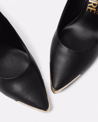 Versace Jeans Couture Black Stiletto Pumps with Gold-Tone Cap