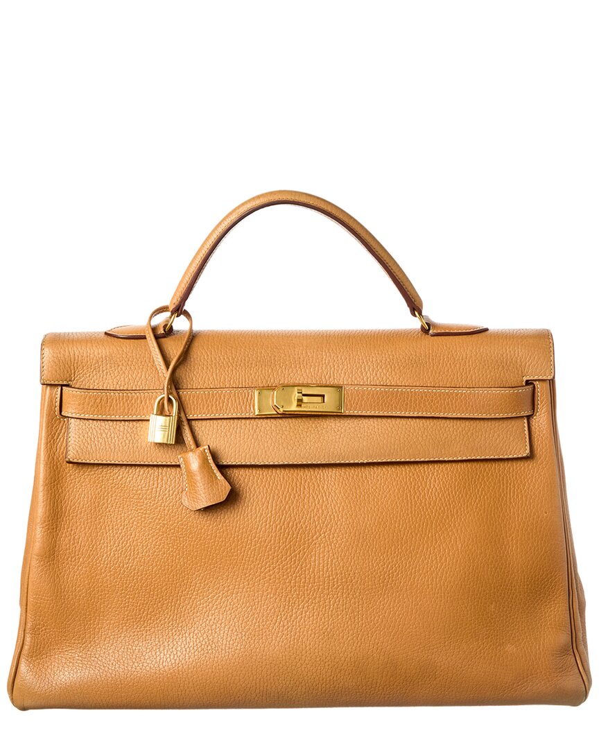 Hermès Naturelle Ardennes Leather Ardennes Kelly Retourne 40 (Authentic Pre-