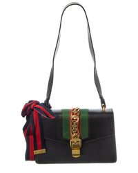 Gucci Black Calfskin Leather Small Sylvie Shoulder Bag (Authentic Pre-Loved)