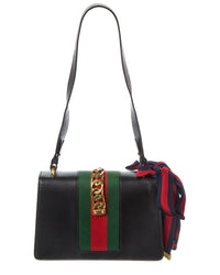 Gucci Black Calfskin Leather Small Sylvie Shoulder Bag (Authentic Pre-Loved)