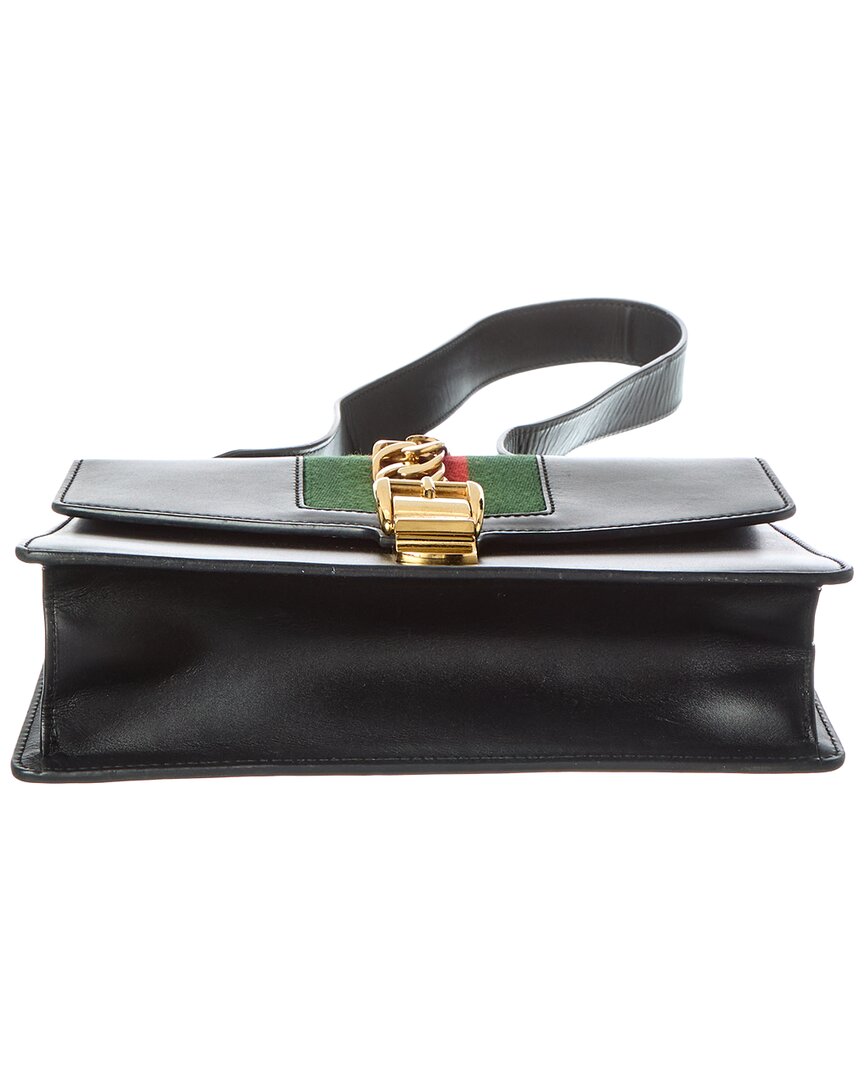 Gucci Black Calfskin Leather Small Sylvie Shoulder Bag (Authentic Pre-Loved)