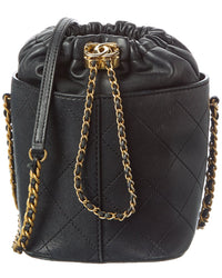 Chanel Black Caviar Lambskin Leather Caviar Bucket Drawstring Bag (Authentic