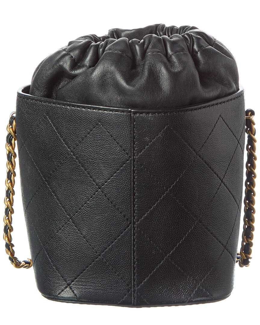 Chanel Black Caviar Lambskin Leather Caviar Bucket Drawstring Bag (Authentic