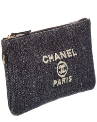 Chanel Chanel Dark Blue Denim Denim Small Deauville Zipped Pouch (Authentic Pre-
